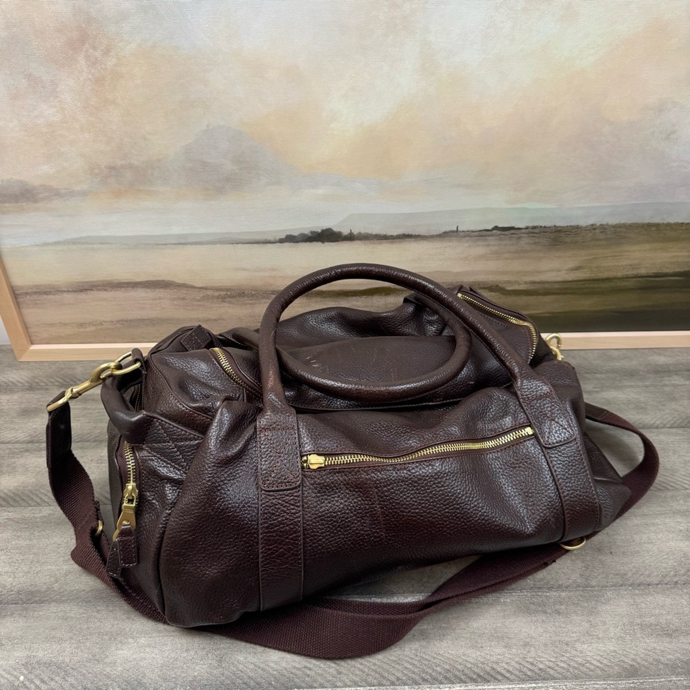 Mark & Graham Harvey Leather Overnighter Men Luxury Duffel Bag Espresso Flaws OB